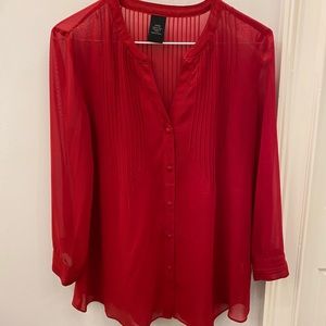 Calvin Klein red sheer polyester top